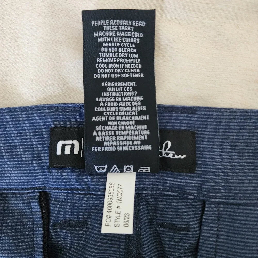 TravisMathew Golf Shorts Mens 34 Blue Excellent Micro Stripe Performance 1MQ077